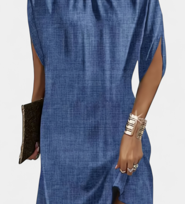 Rochie Midi Ena Fără Timp cu Decolteu Rotund