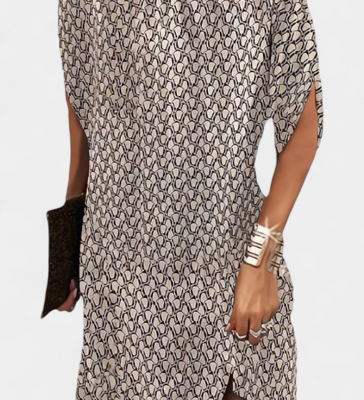 Rochie Midi Ena Fără Timp cu Decolteu Rotund