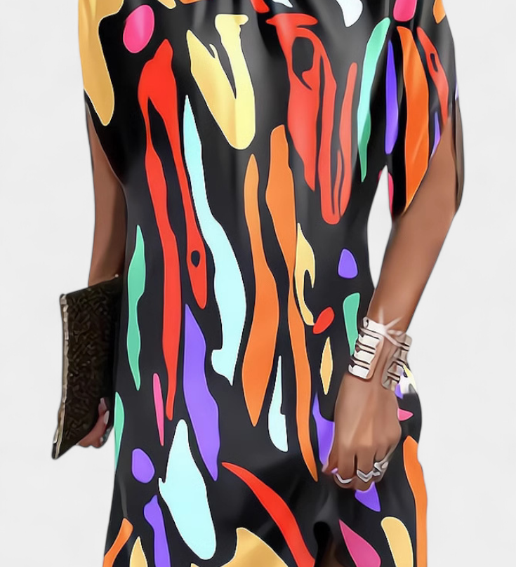 Rochie Midi Ena Fără Timp cu Decolteu Rotund