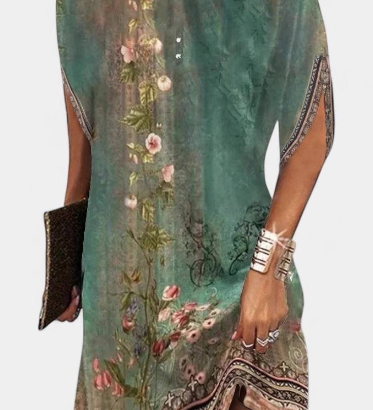 Rochie Midi Ena Fără Timp cu Decolteu Rotund